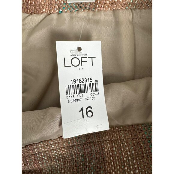 Ann Taylor Loft Womens Woven Mini Skirt Size 16 Brown & Teal NWT Textured Fabric - Picture 7 of 13